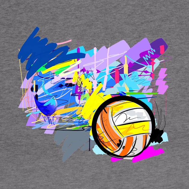 volleyball sport art  brush stroke style design by pichart99thai